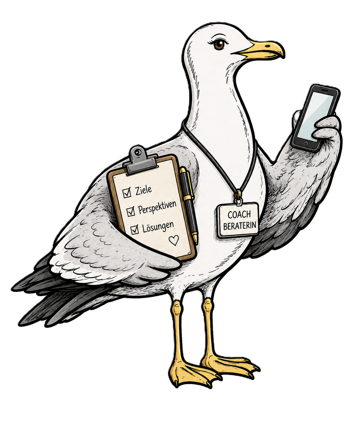 Illustration einer Coachin als Möwe