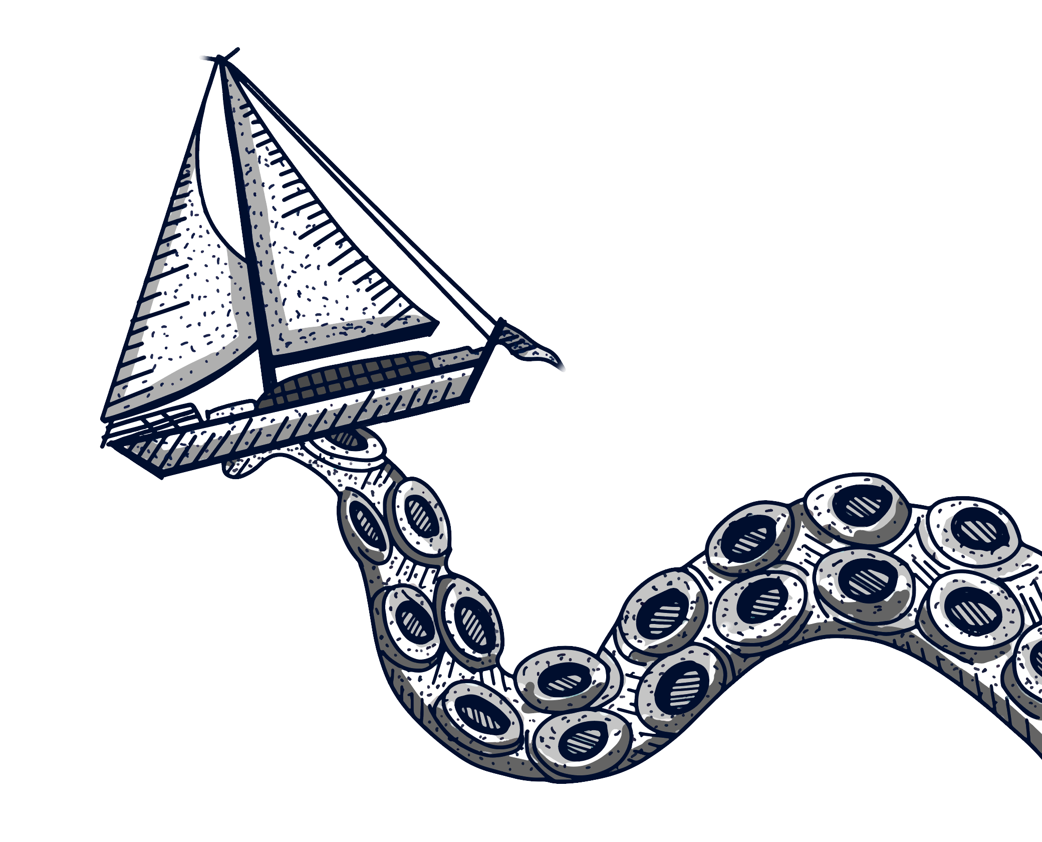 Krakenarm mit Schiff