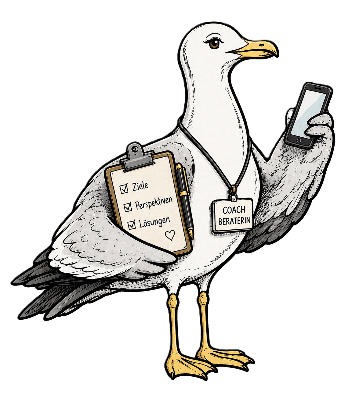 Illustration einer Coachin als Möwe