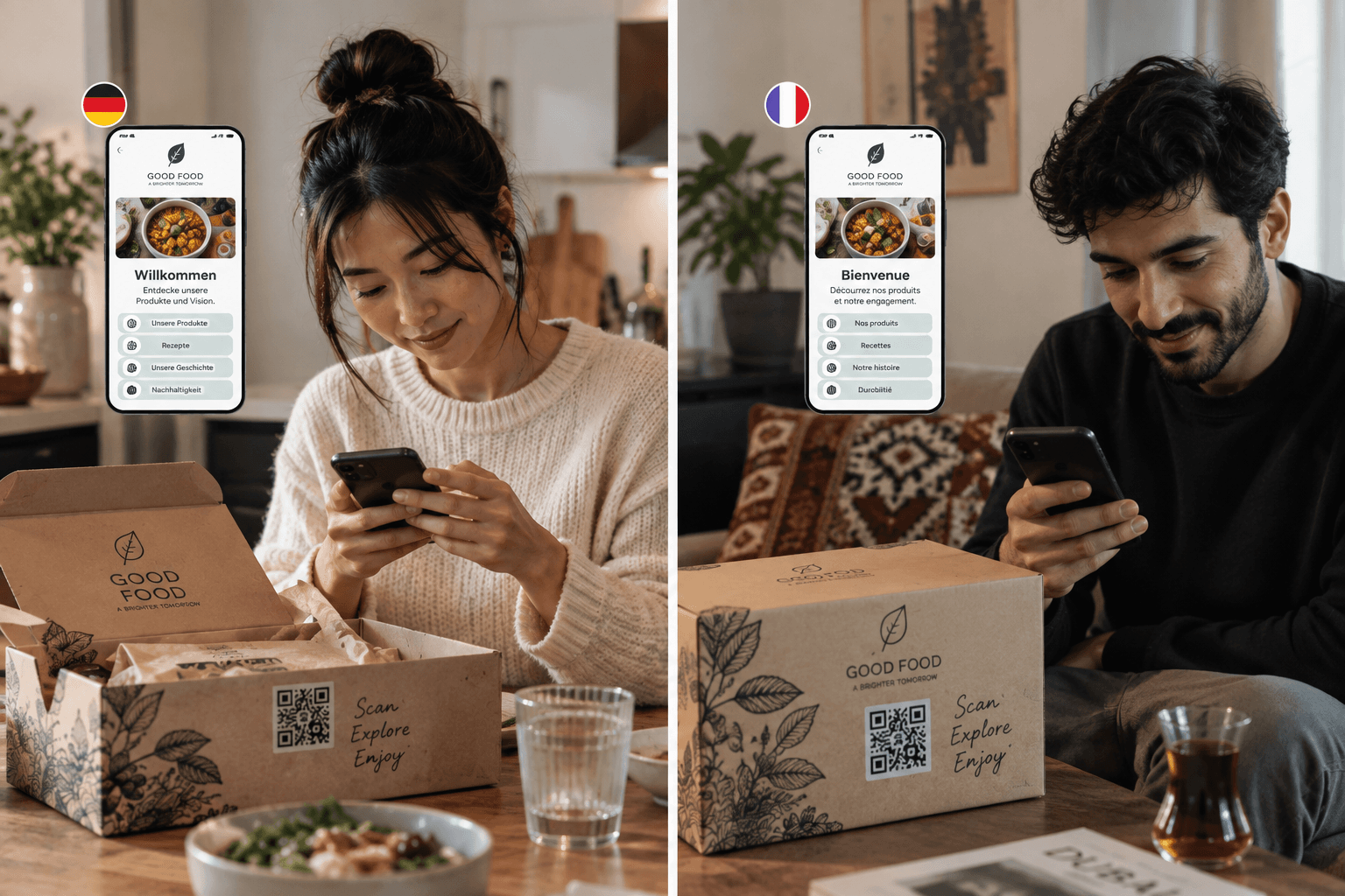 Ein QR-Code auf Verpackung